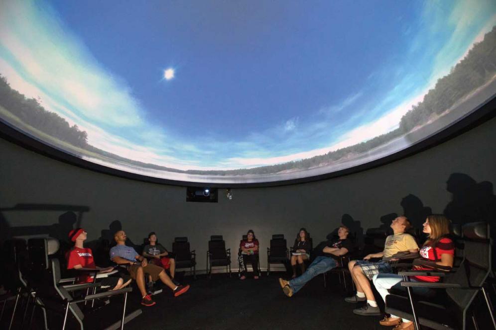 The planetarium contains a Spitz SciDome HD dual-projector theater system for high-resolution sci...